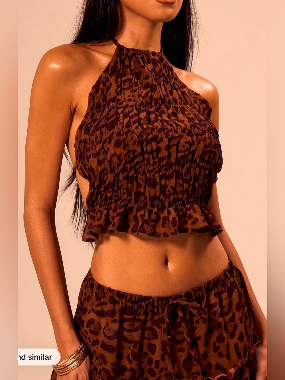 Leopard Print Maxi Skirt Set - Brown - Picture 3 of 6